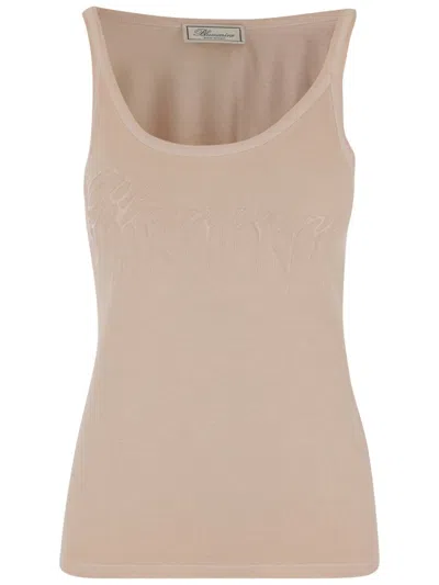 BLUMARINE JERSEY TOP WITH CAST-EFFECT LOGO