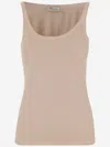 Blumarine Jersey Top With Cast-effect Logo In Beige