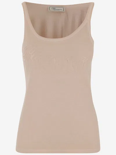 BLUMARINE JERSEY TOP WITH CAST-EFFECT LOGO