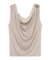 Blumarine Jersey Top With Metal Rose Decoration In Pink