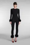 Blumarine Feather Jumpsuit In Black