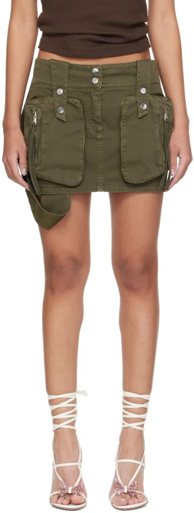 Blumarine Khaki Cargo Pocket Denim Miniskirt In D0569 Militare