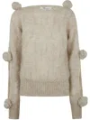 Blumarine Sand Mohair Blend Sweater In Nude & Neutrals