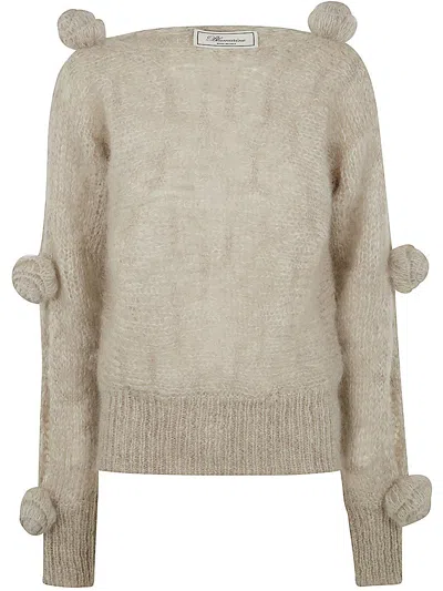 Blumarine Sand Mohair Blend Sweater In Beige