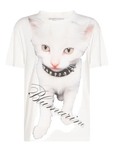 Blumarine Kitten-print T-shirt In White