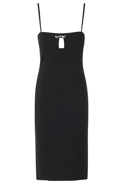 Blumarine Knee-length Black Bow Dress With Bijou Brooch Detail