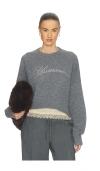 Blumarine Knit Logo Embroidered Pullover In Gray