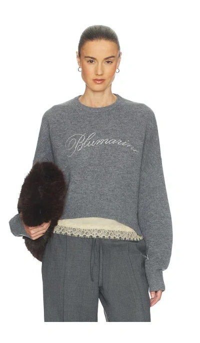 Blumarine Knit Logo Embroidered 풀오버 In Gray