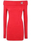 Blumarine Knit Mini Dress In Red