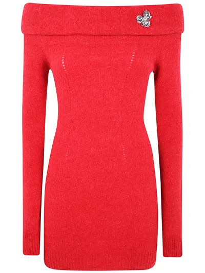 Blumarine Knit Mini Dress In Red