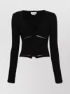 Blumarine Knit V-neck Cropped Cardigan In Black