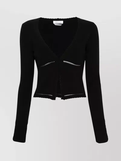 BLUMARINE KNIT V-NECK CROPPED CARDIGAN