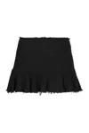 Blumarine Bouclé Knit Lurex Skirt With Frayed Hem In Black