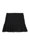 Blumarine Bouclé Knit Lurex Skirt With Frayed Hem In Black