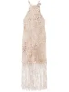 Blumarine Knitted Midi Dress In Neutrals
