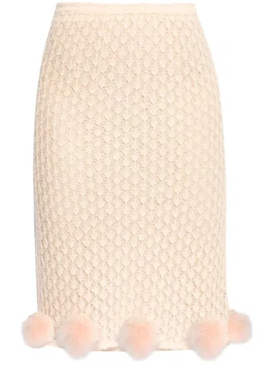 Blumarine Knitted Midi Skirt In Nude