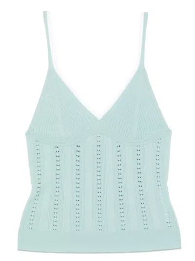 Blumarine Knitted Tank Top In Blue