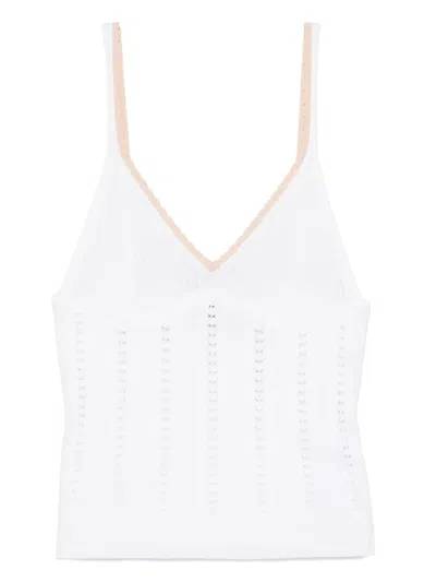 Blumarine Knitted Tank Top In White