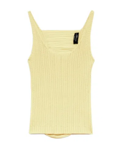 Blumarine Knitted Tank Top In Yellow