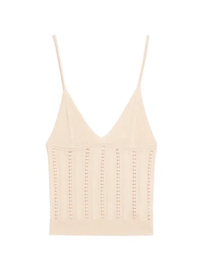Blumarine Ribbed Knit Crop Top In Neutral