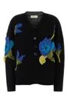 Blumarine Stretch Nylon Blend Floral Cardigan In Black