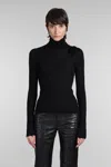 Blumarine Ribbed Turtleneck Sweater In Black
