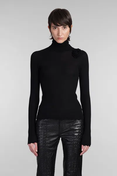 Blumarine Ribbed Turtleneck Sweater In Black