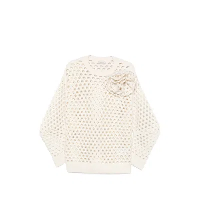 Blumarine Crew-neck Knit Top In Neutral