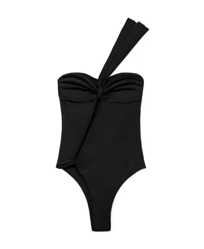 Blumarine Knot-detail Halterneck One-piece In Black