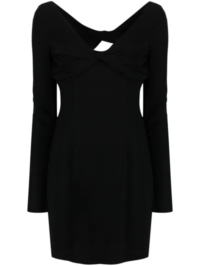 Blumarine Long-sleeve V-neck Minidress In Black