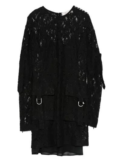Blumarine Lace Buckle Dress In Black