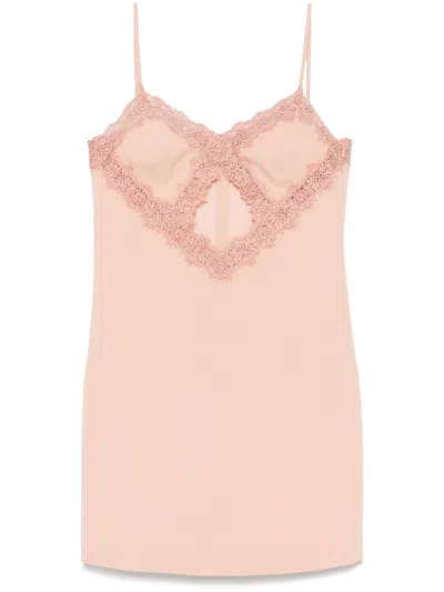 Blumarine Lace-detail Mini Dress In Pink