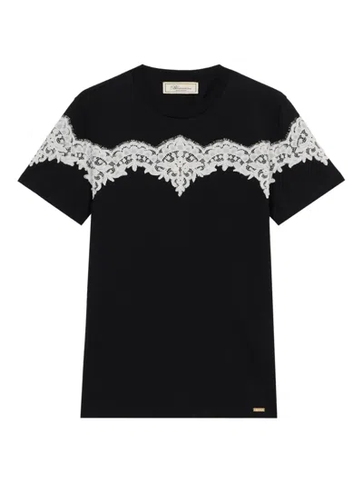 Blumarine Lace-detail T-shirt In Black