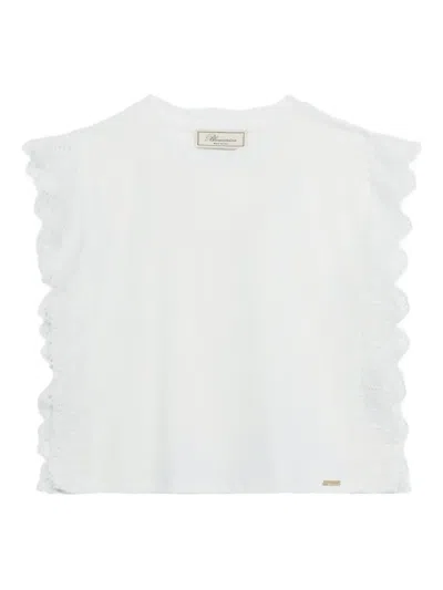Blumarine Lace-detail Tank Top In Neutral