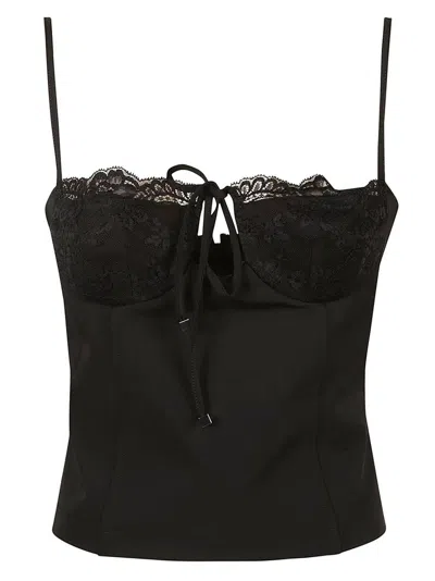 Blumarine Laced Sleeveless Tank Top In Black