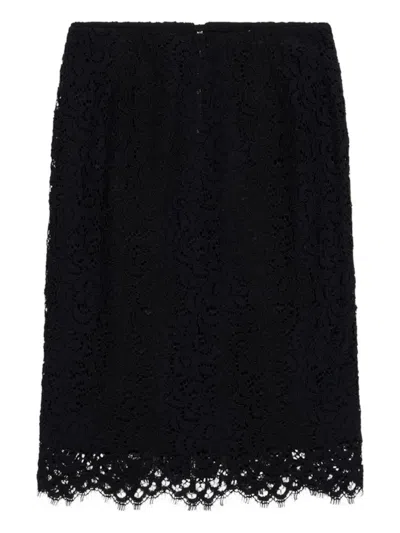 Blumarine Lace-embellished Pencil Skirt In Black