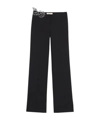 Blumarine Lace-embellished Trousers In Black
