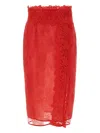 Blumarine Lace Floral Embroidered Skirt In Red