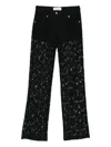 Blumarine Lace Floral Trousers In Black