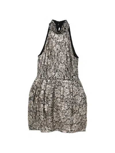 Blumarine Lace Halterneck Mini Dress In Gray
