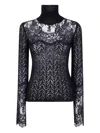 Blumarine Turtle Neck Knit With Lace Sweater In Multi