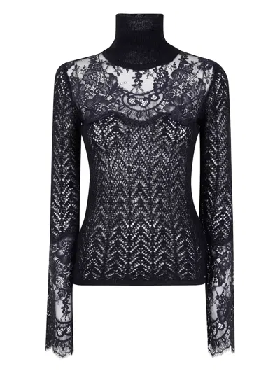 BLUMARINE LACE-INSERT TURTLENECK TOP