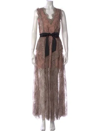 Pre-owned Blumarine Lace Long Dress In Neutral