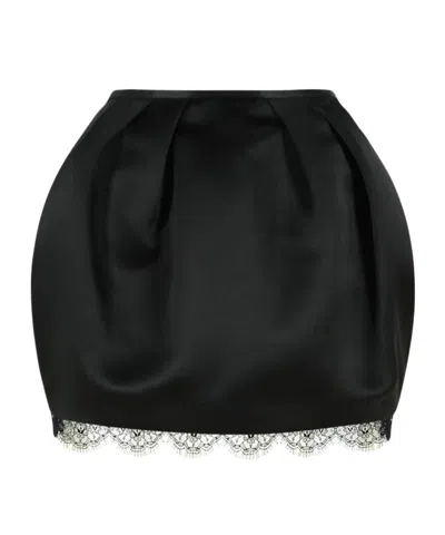 Blumarine Lace-trim Pleated Skirt In Black