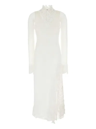 BLUMARINE LACE-PANEL MIDI DRESS