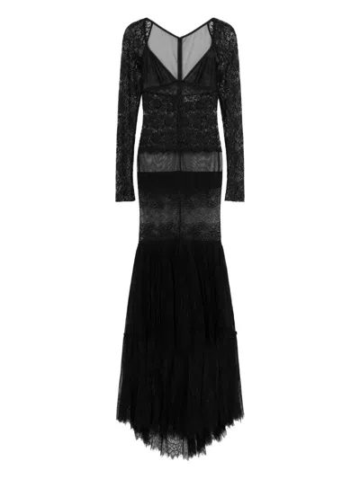 Blumarine Lace-panelled Gown In Black