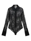 Blumarine Lace-panelled Shirt Bodysuit In Black