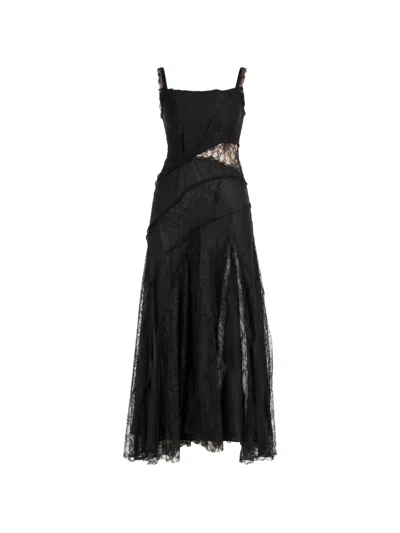 Blumarine Lace Patchwork Dress In Black