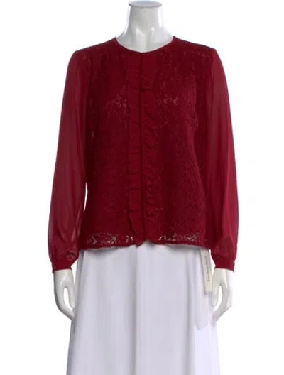 Pre-owned Blumarine Lace Pattern Crew Neck Blouse In Red