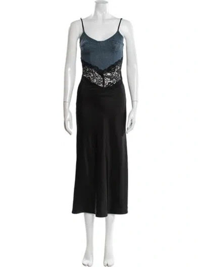 Pre-owned Blumarine Lace Pattern Long Dress In Black